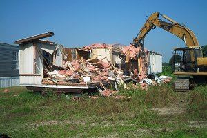 Mobile Home Being Destroyed