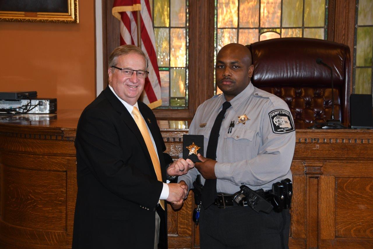 Deputy Devon Green being promoted to 1st Sgt with the Detention Center